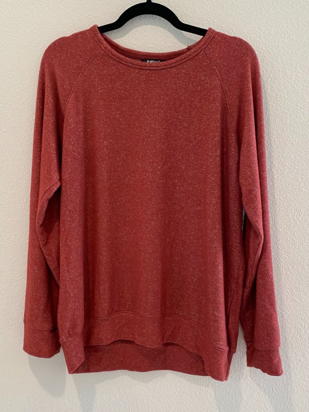 Buffalo David Bitton Men's Heathered Rust Red Slouchy Crewneck Pullover Large